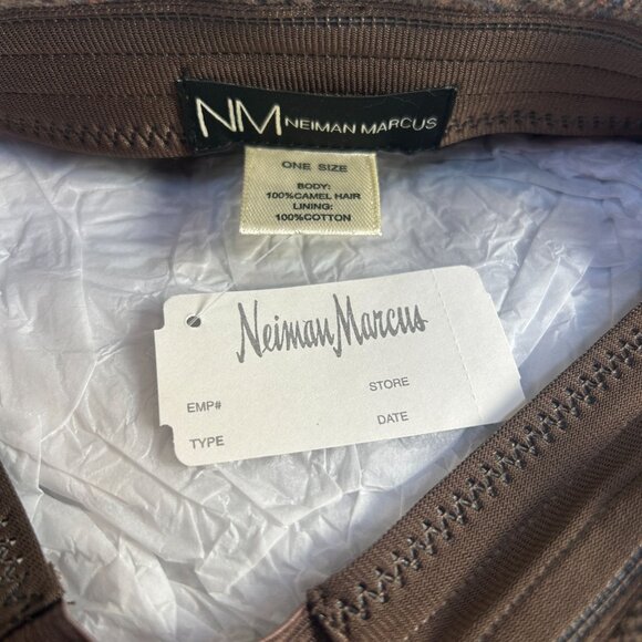 Neiman Marcus Mens Plaid Camel Hair Newsboy Cap Golf Hat One Size Brown New $45 - Picture 2 of 4